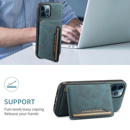 For iPhone 12 Pro Max Denior D13 Retro Texture Leather MagSafe Card Bag Phone Case(Blue) - iPhone 12 Pro Max Cases by Denior | Online Shopping UK | buy2fix