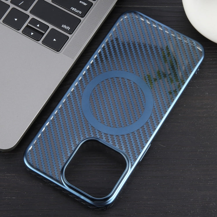 For iPhone 12 Pro 6D Plated Carbon Fiber Clear Magsafe PC Phone Case(Dream Blue) - iPhone 12 / 12 Pro Cases by buy2fix | Online Shopping UK | buy2fix