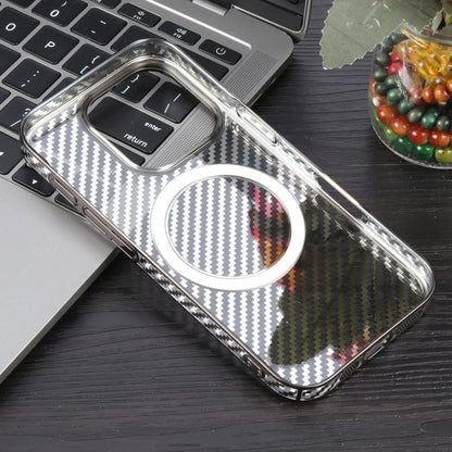 For iPhone 16 Pro Max 6D Plated Carbon Fiber Clear Magsafe PC Phone Case(Titanium Grey) - iPhone 16 Pro Max Cases by buy2fix | Online Shopping UK | buy2fix