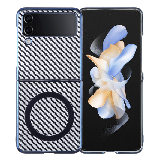 For Samsung Galaxy Z Flip4 6D Plated Carbon Fiber Clear Magsafe PC Phone Case(Dream Blue) - Galaxy Z Flip4 5G Cases by buy2fix | Online Shopping UK | buy2fix