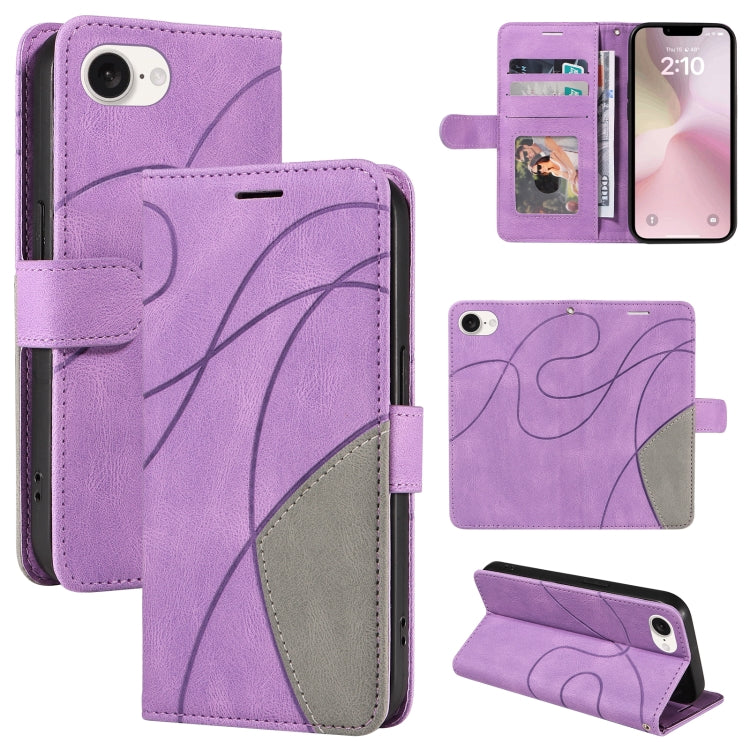 For iPhone SE 2024 Dual-color Splicing Flip Leather Phone Case(Purple) - More iPhone Cases by buy2fix | Online Shopping UK | buy2fix