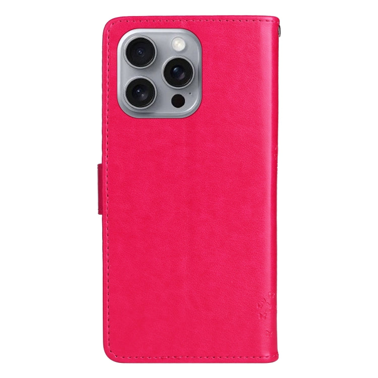 For iPhone 16 Pro Max Tree & Cat Embossed Pattern Flip Leather Phone Case(Rose Red) - iPhone 16 Pro Max Cases by buy2fix | Online Shopping UK | buy2fix