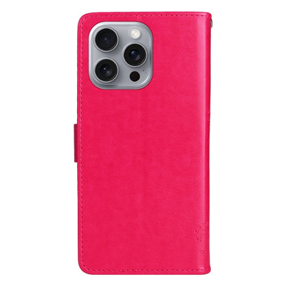 For iPhone 16 Pro Max Tree & Cat Embossed Pattern Flip Leather Phone Case(Rose Red) - iPhone 16 Pro Max Cases by buy2fix | Online Shopping UK | buy2fix