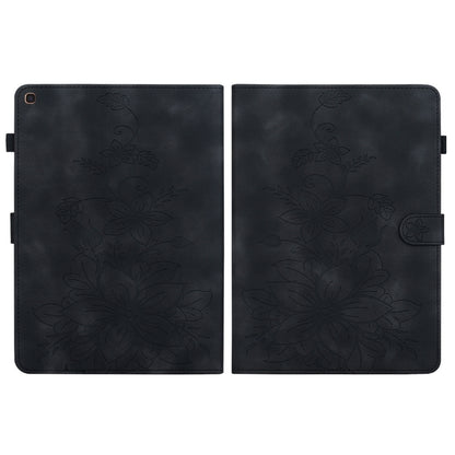 For Samsung Galaxy Tab A 10.1 2019 Lily Embossed Leather Tablet Case(Black) - Tab A 10.1 (2019) T510 / T515 by buy2fix | Online Shopping UK | buy2fix