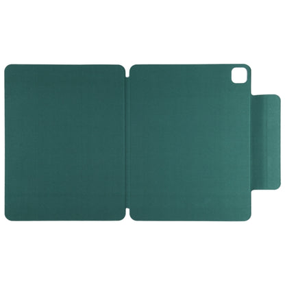 For iPad Pro 13 2024 Double-sided Clip Fixed Buckle Magnetic PU Leather Smart Tablet Case(Dark Green) - iPad Pro 13 2024 Cases by buy2fix | Online Shopping UK | buy2fix