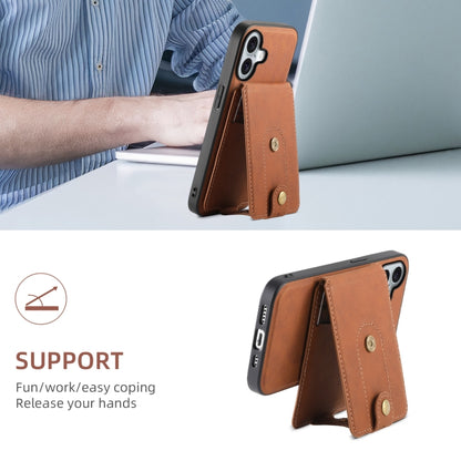 For iPhone 16 Plus Denior D14 NK Retro Pattern MagSafe Magnetic Card Holder Leather Phone Case(Brown) - iPhone 16 Plus Cases by Denior | Online Shopping UK | buy2fix