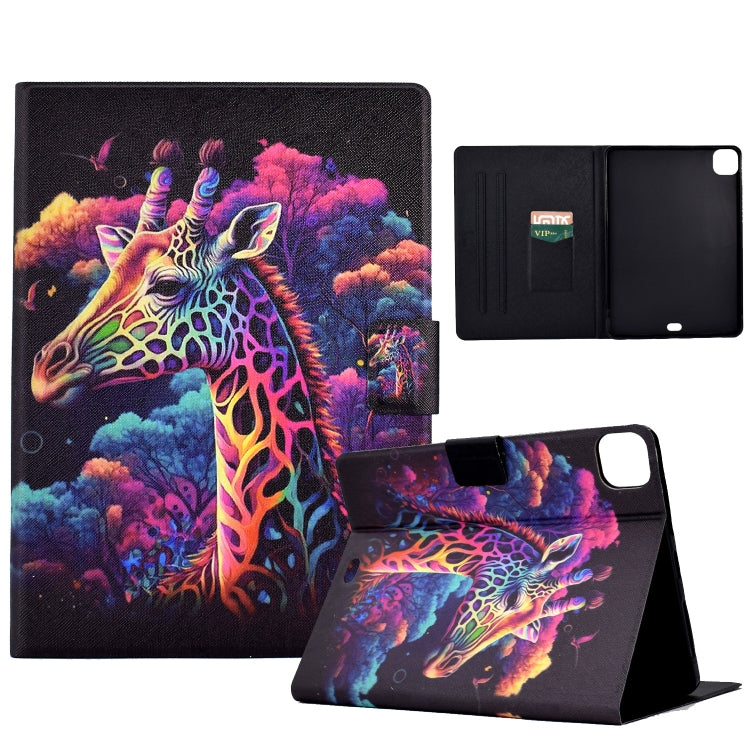 For iPad Pro 11 2024 Colored Drawing Smart Leather Tablet Case(Giraffe) - iPad Pro 11 2024 Cases by buy2fix | Online Shopping UK | buy2fix