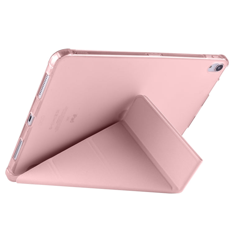 For iPad Pro 13 2024 Multi-folding TPU Leather Smart Tablet Case with Pen Slot(Pink) - iPad Pro 13 2024 Cases by buy2fix | Online Shopping UK | buy2fix