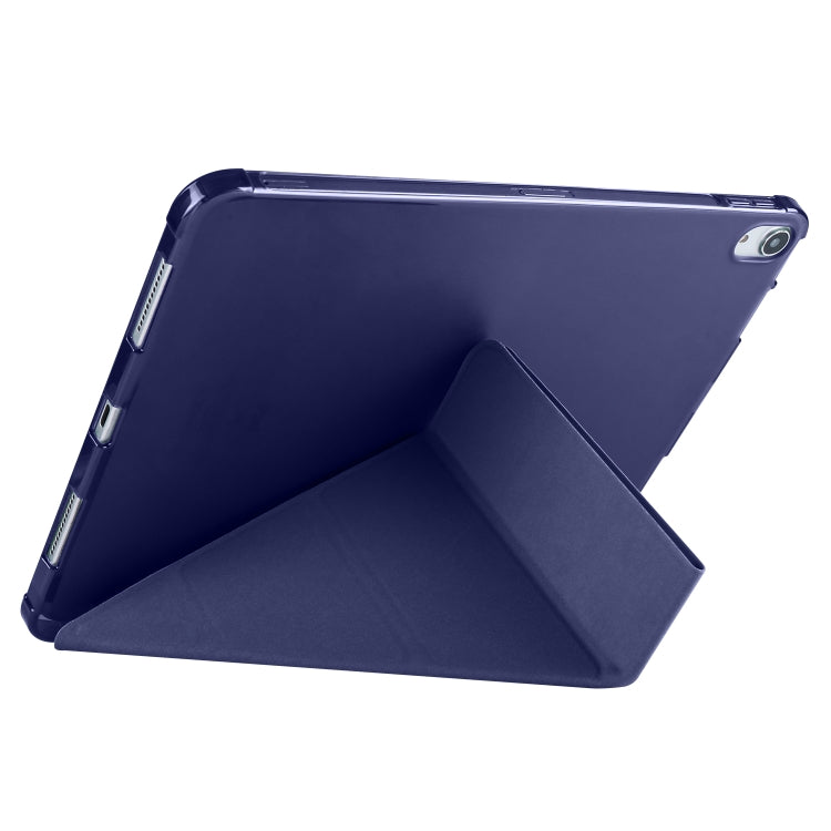 For iPad Air 11 2024 Multi-folding TPU Leather Smart Tablet Case with Pen Slot(Dark Blue) - iPad Air 11 2024 Cases by buy2fix | Online Shopping UK | buy2fix