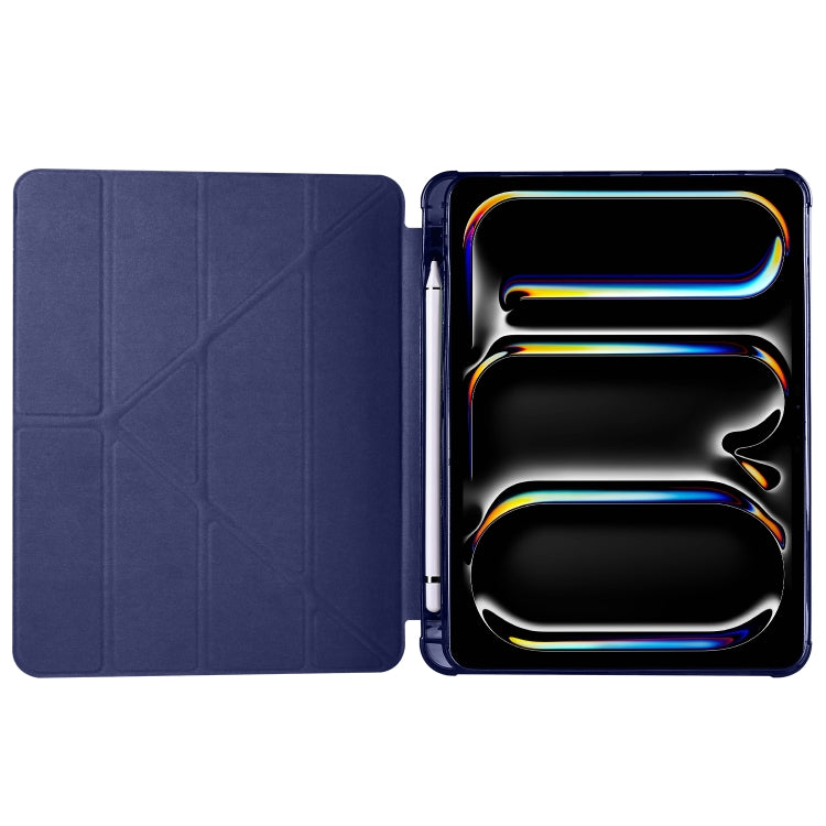 For iPad Pro 11 2024 Multi-folding TPU Leather Smart Tablet Case with Pen Slot(Dark Blue) - iPad Pro 11 2024 Cases by buy2fix | Online Shopping UK | buy2fix