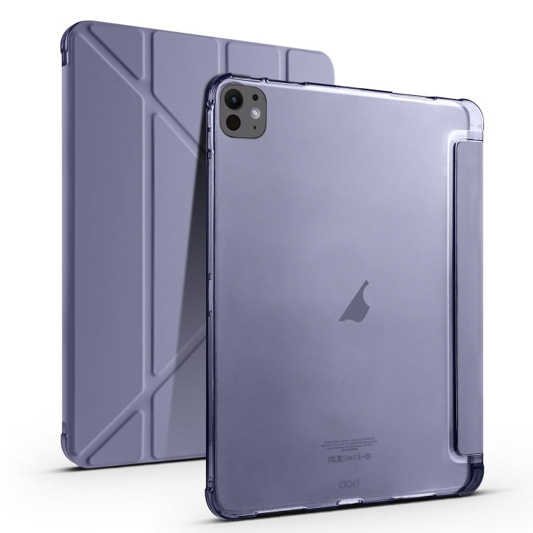 For iPad Pro 11 2024 Multi-folding TPU Leather Smart Tablet Case with Pen Slot(Lavender Purple) - iPad Pro 11 2024 Cases by buy2fix | Online Shopping UK | buy2fix