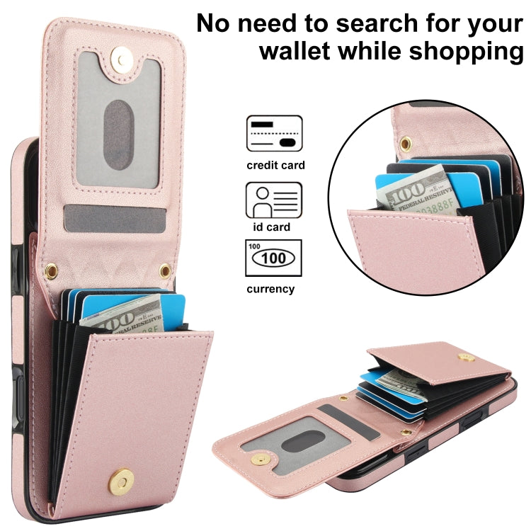 For iPhone 16 Pro Max YM015 Crossbody Rhombic Card Bag RFID Phone Case(Rose Gold) - iPhone 16 Pro Max Cases by buy2fix | Online Shopping UK | buy2fix