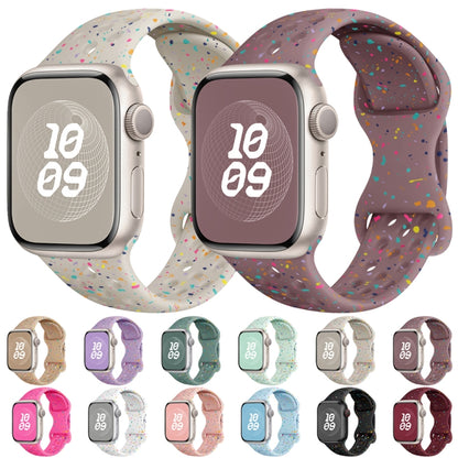 For Apple Watch SE 44mm Hole Style Butterfly Buckle Camouflage Silicone Watch Band(Smoke Purple) - Watch Bands by buy2fix | Online Shopping UK | buy2fix