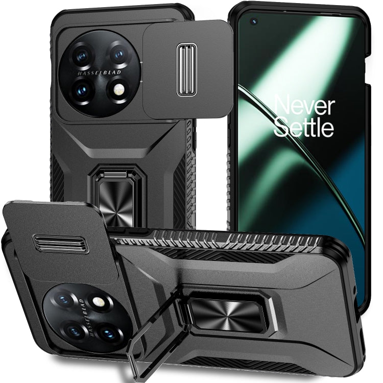 For OnePlus 11 5G Sliding Camshield Holder Phone Case(Black) - OnePlus Cases by buy2fix | Online Shopping UK | buy2fix