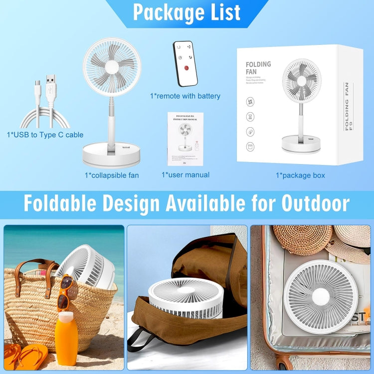 F9 Folding Adjustable Height Desktop Electric Fan(White) - Electric Fans by buy2fix | Online Shopping UK | buy2fix