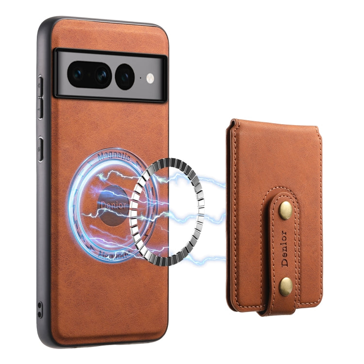 For Google Pixel 7 Pro 5G Denior D14 NK Retro Pattern MagSafe Magnetic Card Holder Leather Phone Case(Brown) - Google Cases by Denior | Online Shopping UK | buy2fix