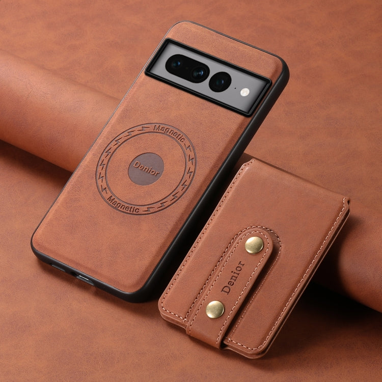 For Google Pixel 7 Pro 5G Denior D14 NK Retro Pattern MagSafe Magnetic Card Holder Leather Phone Case(Brown) - Google Cases by Denior | Online Shopping UK | buy2fix