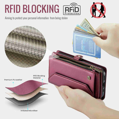 For iPhone 12 Pro Max CaseMe C36 Card Slots Zipper Wallet RFID Anti-theft Leather Phone Case(Wine Red) - iPhone 12 Pro Max Cases by CaseMe | Online Shopping UK | buy2fix