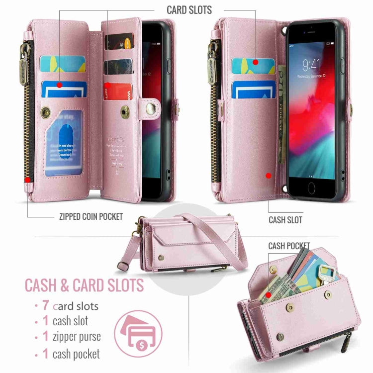 For iPhone 8 / 7 / 6 CaseMe C36 Card Slots Zipper Wallet RFID Anti-theft Leather Phone Case(Pink) - More iPhone Cases by CaseMe | Online Shopping UK | buy2fix