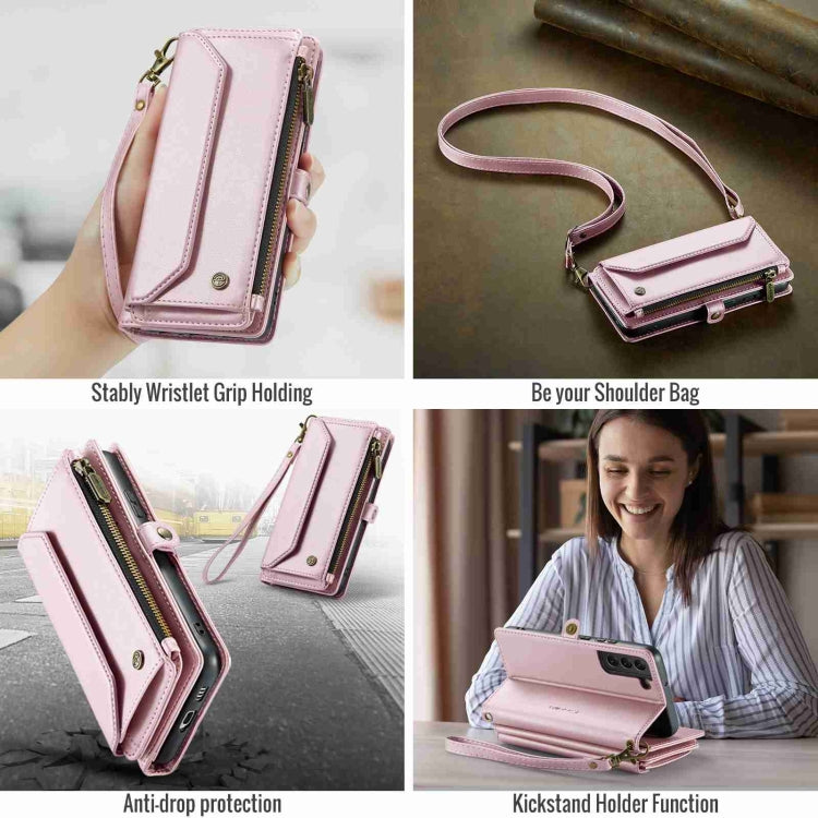 For Samsung Galaxy S22 5G CaseMe C36 Card Slots Zipper Wallet RFID Anti-theft Leather Phone Case(Pink) - Galaxy S22 5G Cases by CaseMe | Online Shopping UK | buy2fix