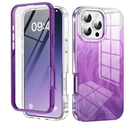 For iPhone 16 Pro Max IMD Gradient Feather PC Hybrid TPU Phone Case(Purple) - iPhone 16 Pro Max Cases by buy2fix | Online Shopping UK | buy2fix