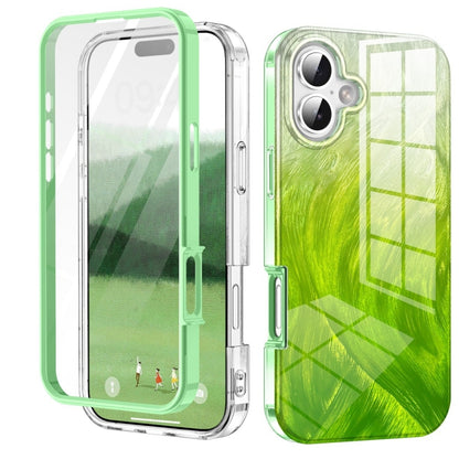 For iPhone 16 IMD Gradient Feather PC Hybrid TPU Phone Case(Green) - iPhone 16 Cases by buy2fix | Online Shopping UK | buy2fix