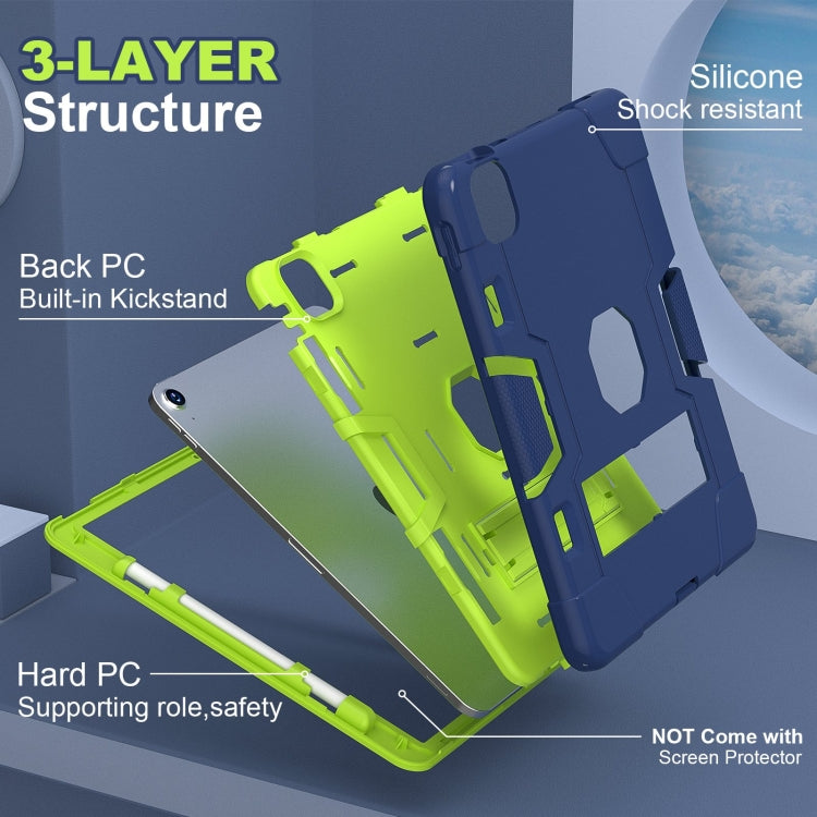 For iPad Air 11 2024 Contrast Color Silicone Acrylic PC Tablet Case with Holder(Navy Blue Yellow Green) - iPad Air 11 2024 Cases by buy2fix | Online Shopping UK | buy2fix