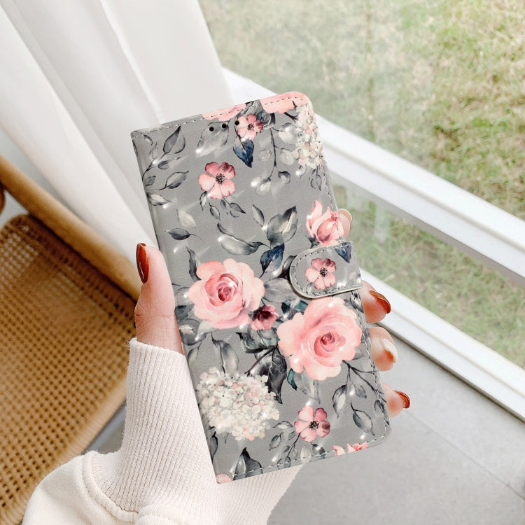 For iPhone 16 Pro Max 3D Pattern Leather Phone Case(Gray Base Flower) - iPhone 16 Pro Max Cases by buy2fix | Online Shopping UK | buy2fix