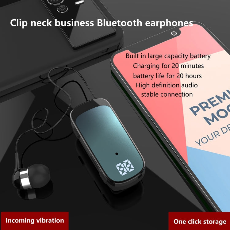 K65 Business Lavalier Retractable Cable Bluetooth Earphone(Blue) - Bluetooth Earphone by buy2fix | Online Shopping UK | buy2fix