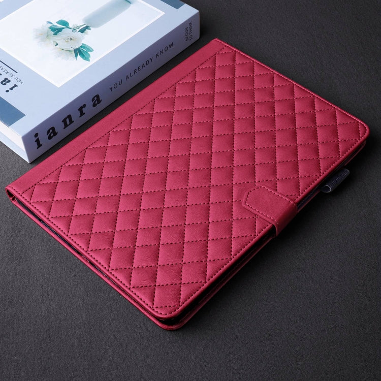 For iPad Pro 13 2024 Rhombus Lattice Leather Smart Tablet Case(Red) - iPad Pro 13 2024 Cases by buy2fix | Online Shopping UK | buy2fix