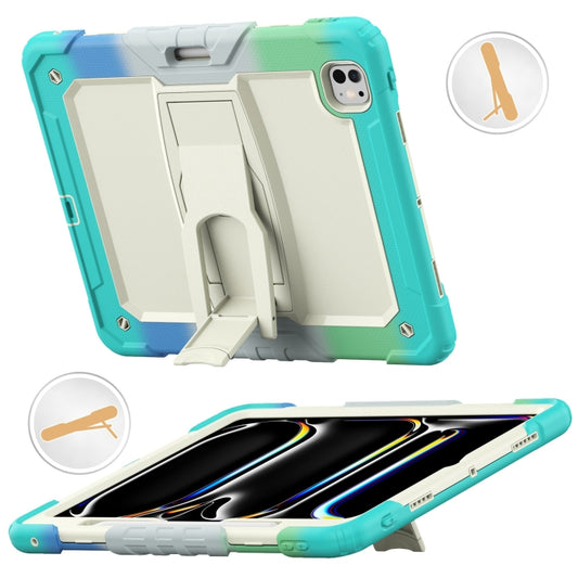 For iPad Pro 13 2024 Silicone Hydric PC Tablet Case with Shoulder Strap & Holder(Camouflage Light Blue) - iPad Pro 13 2024 Cases by buy2fix | Online Shopping UK | buy2fix