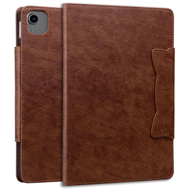 For iPad Air 11 2024 / Air 5 / Air 4 Cat Buckle Leather Smart Tablet Case(Brown) - iPad Air 11 2024 Cases by buy2fix | Online Shopping UK | buy2fix