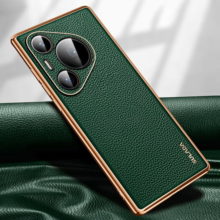 For Huawei Pura 70 SULADA TPU + Litchi Texture Leather Phone Case(Green) - Huawei Cases by SULADA | Online Shopping UK | buy2fix