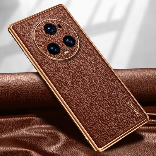 For Honor Magic5 Pro SULADA TPU + Litchi Texture Leather Phone Case(Brown) - Honor Cases by SULADA | Online Shopping UK | buy2fix