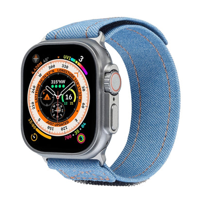 For Apple Watch Ultra 2 49mm Cowboy Nylon Hook and Loop Fastener Watch Band(Light Blue) - Watch Bands by buy2fix | Online Shopping UK | buy2fix