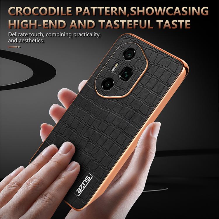 For Honor 300 Ultra AZNS Electroplated Frame Crocodile Texture Full Coverage Phone Case(Black) - Honor Cases by AZNS | Online Shopping UK | buy2fix