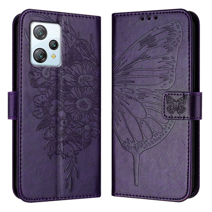 For Blackview A53 Embossed Butterfly Leather Phone Case(Dark Purple) - More Brand by buy2fix | Online Shopping UK | buy2fix