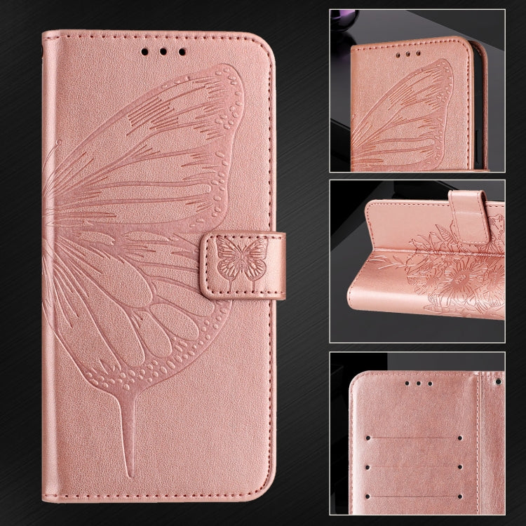 For Blackview Shark 8 Embossed Butterfly Leather Phone Case(Rose Gold) - More Brand by buy2fix | Online Shopping UK | buy2fix