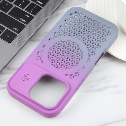 For iPhone 16 Pro Max Gradient Color Honeycomb Aromatherapy MagSafe Phone Case(Purple Grey) - iPhone 16 Pro Max Cases by buy2fix | Online Shopping UK | buy2fix