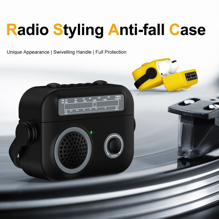 For AirPods 2 / 1 Radio Style Wireless Bluetooth Earphones Shockproof Protective Case(Yellow) - For AirPods 1/2 by buy2fix | Online Shopping UK | buy2fix