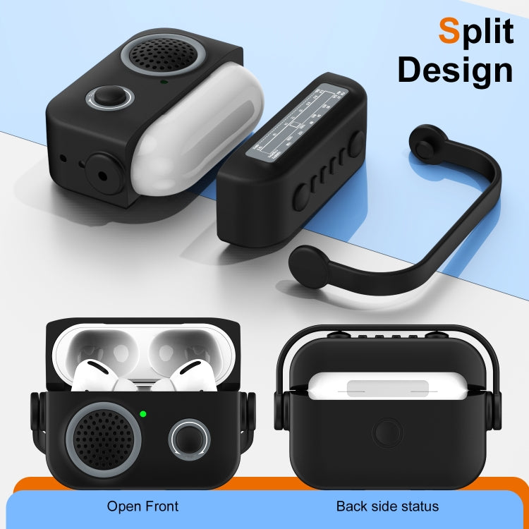 For AirPods Pro 2 Radio Style Wireless Bluetooth Earphones Shockproof Protective Case(Black) - For AirPods Pro 2 by buy2fix | Online Shopping UK | buy2fix