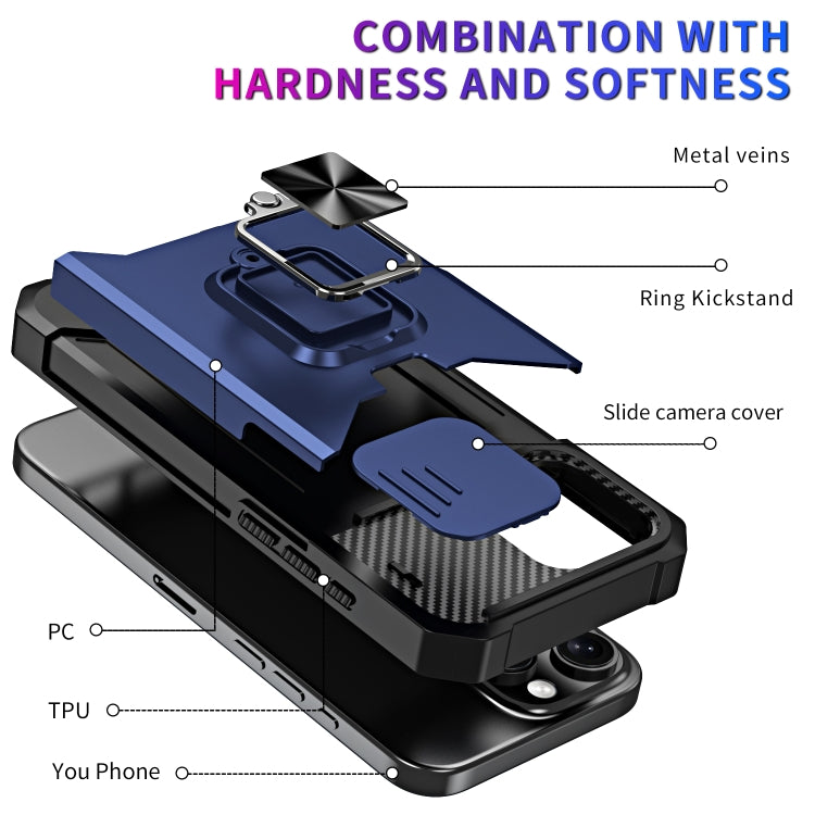 For iPhone 16 Pro Camera Shield Card Slot PC+TPU Phone Case(Black) - iPhone 16 Pro Cases by buy2fix | Online Shopping UK | buy2fix