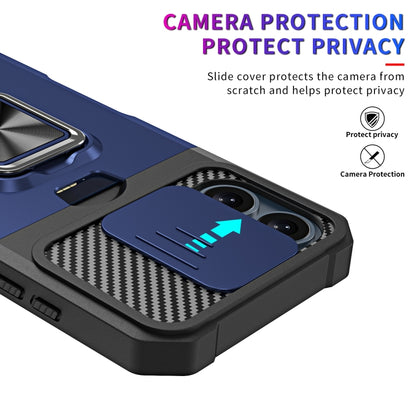 For iPhone 16 Camera Shield Card Slot PC+TPU Phone Case(Blue) - iPhone 16 Cases by buy2fix | Online Shopping UK | buy2fix