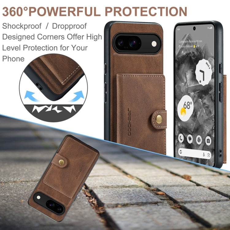 For Google Pixel 9 JEEHOOD J01 Retro Magnetic Detachable Wallet Phone Case(Brown) - Google Cases by JEEHOOD | Online Shopping UK | buy2fix