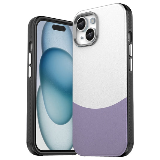 For iPhone 16 Leather Texture MagSafe Magnetic TPU + PC Phone Case(Light Purple) - iPhone 16 Cases by buy2fix | Online Shopping UK | buy2fix