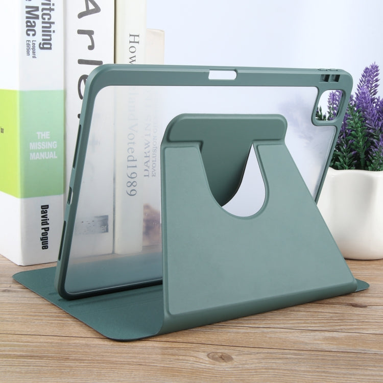 For iPad Pro 11 2024 GEBEI Acrylic TPU 3-folding Rotating Smart Tablet Leather Case withh Pen Slot(Dark Green) - iPad Pro 11 2024 Cases by GEBEI | Online Shopping UK | buy2fix