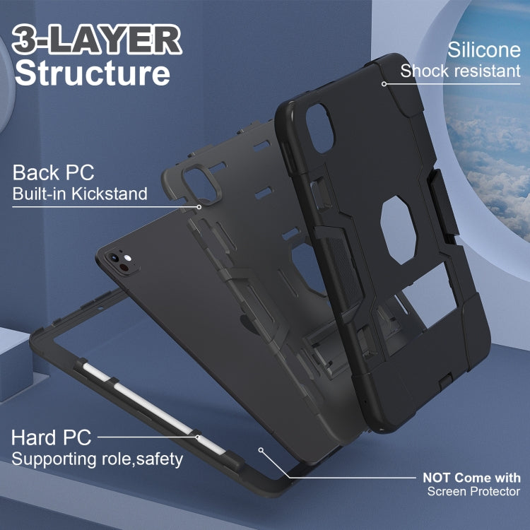 For iPad Pro 11 2024 Contrast Color Silicone Acrylic PC Tablet Case with Holder(Black) - iPad Pro 11 2024 Cases by buy2fix | Online Shopping UK | buy2fix