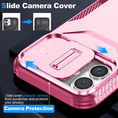 For iPhone 16 Sliding Camshield Phone Case(Pink + Rose Red) - iPhone 16 Cases by buy2fix | Online Shopping UK | buy2fix