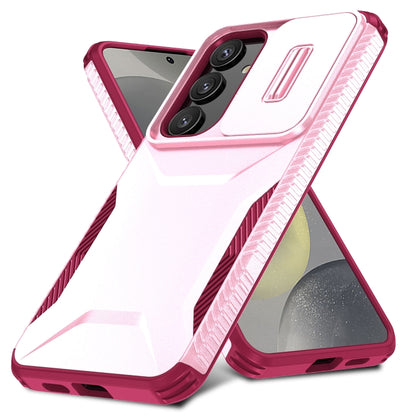 For Samsung Galaxy S25+ 5G / S24+ 5G Sliding Camshield Phone Case(Pink + Rose Red) - Galaxy S24+ 5G Cases by buy2fix | Online Shopping UK | buy2fix