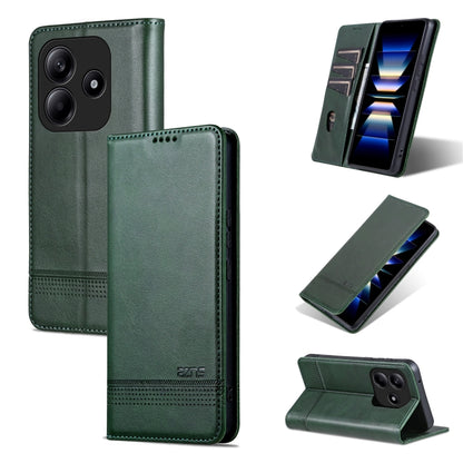 For Redmi Note 14 5G AZNS Magnetic Calf Texture Flip Leather Phone Case(Dark Green) - Note 14 Cases by AZNS | Online Shopping UK | buy2fix